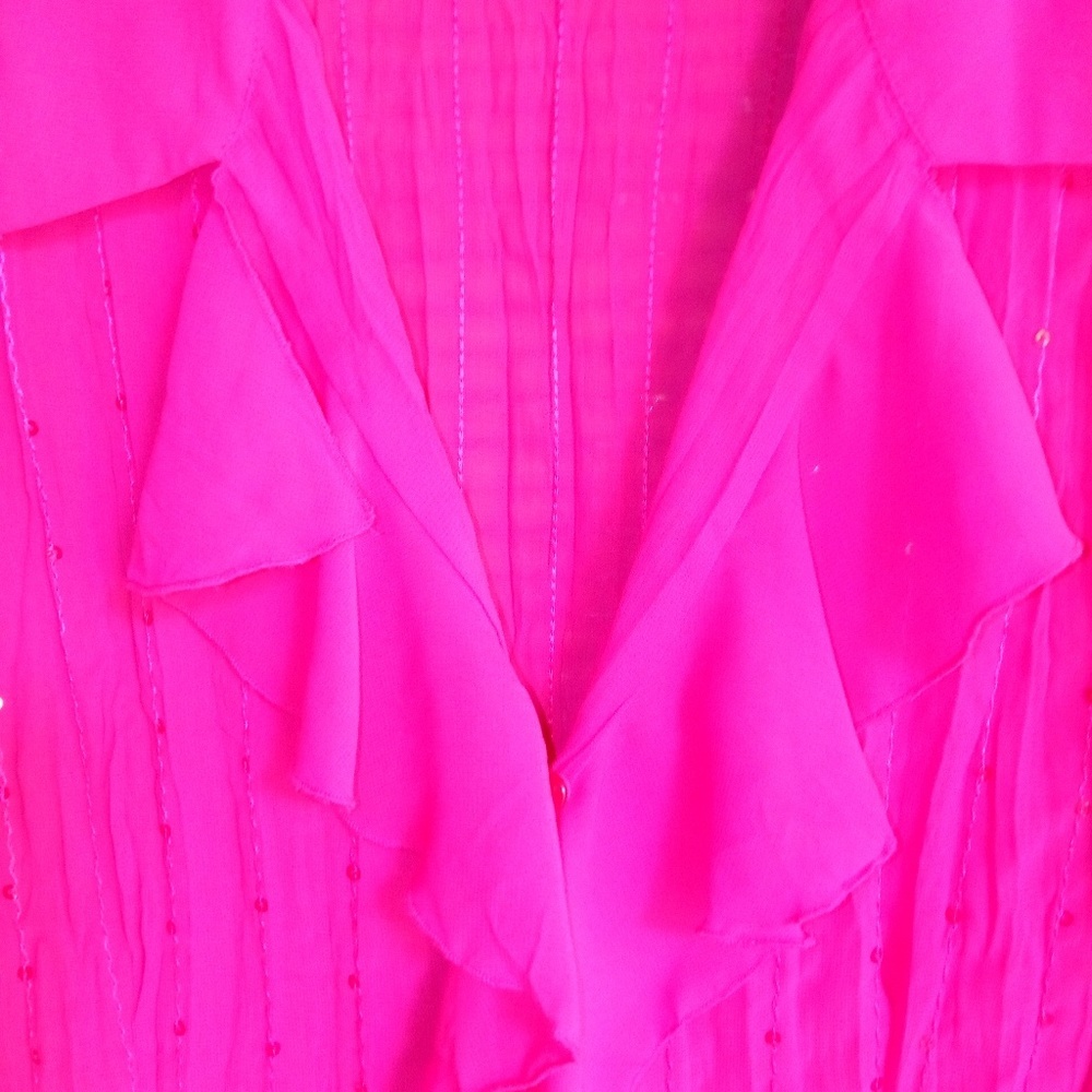 Elementz M Pink Ruffled Sequined Top - Picture 2 of 5